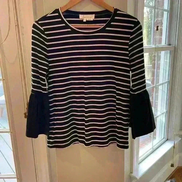 Anthropologie Black and White Striped Top, Small - Picture 1 of 4